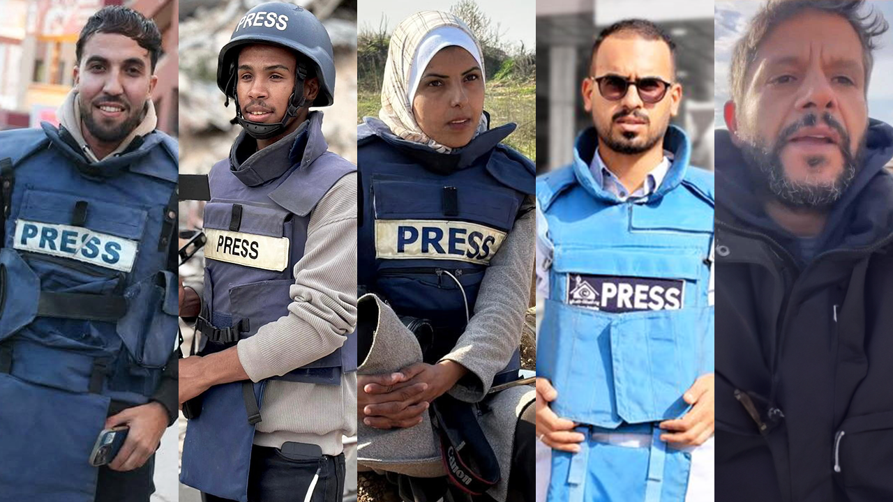 Moaz Abu Taha, Mohamed Salama, Mariam Dagga, Ahmed Abu Aziz y Hussam al-Masri.