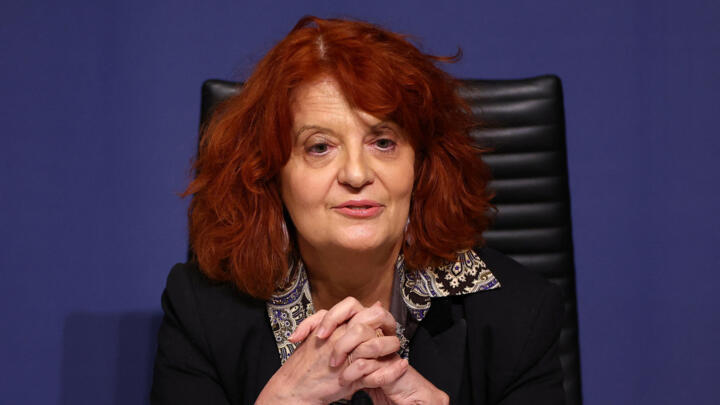 Paris prosecutor Laure Beccuau speaks during a press conference about the investigation into the Louvre Museum robbery in Paris, France, October 29, 2025.