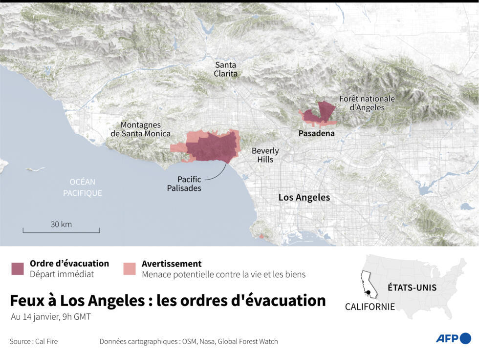 Feux à Los Angeles : les ordres d'évacuation.