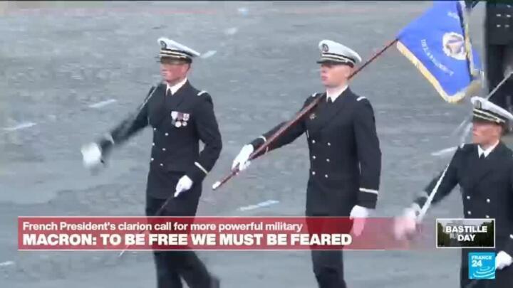 French military parades on national holiday after a ramp up in defence spendings