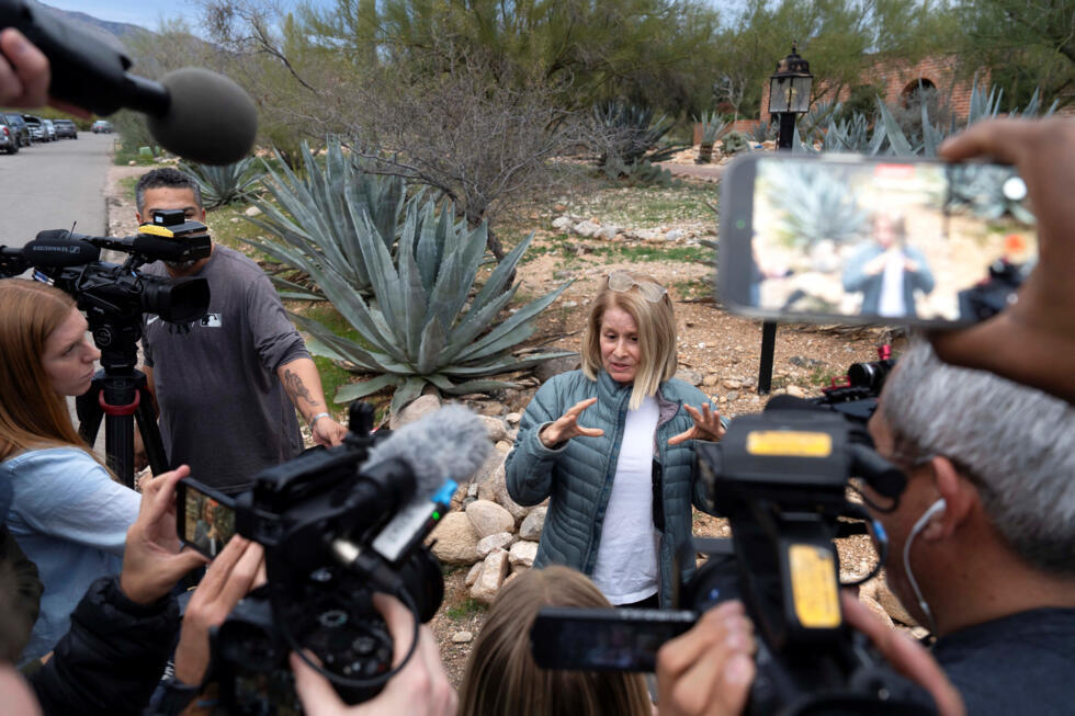 Laura Gargano speaks to members of the press.
