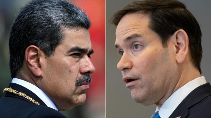 US Secretary of State Marco Rubio (R) on September 3, 2025 denounced Venezuela's Nicolas (L) as a "fugitive of American justice."