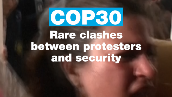 COP30: Rare clashes between indigenous protesters and security guards