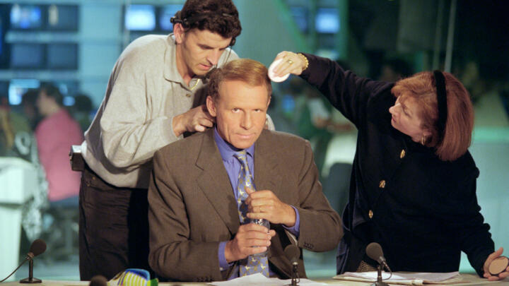 Patrick Poivre d'Arvor, here seen in 1996, presented the evening news on the TF1 news channel