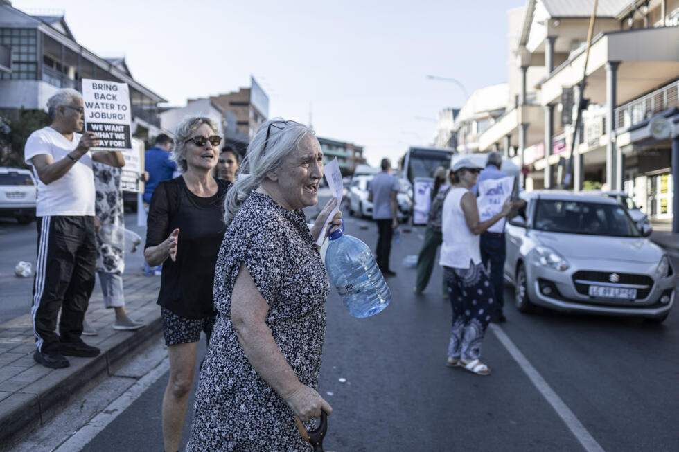 Susan Jobson, 63, who struggles to walk and lives alone, said she joined a demonstration because the lack of water had left her 'completely desperate'