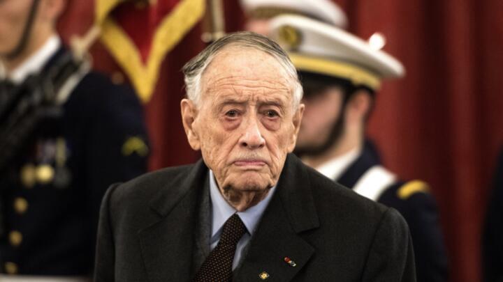 (FILES) Former senator and son of the late General de Gaulle, French Admiral Philippe de Gaulle arrives to attend a ceremony to unveil a commemorative plaque marking the surrender of the German troops