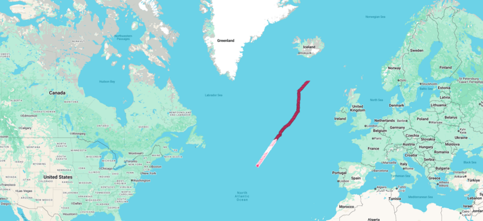 Deze kaart toont het traject van de Marinera tussen 1 en 7 januari 2025.