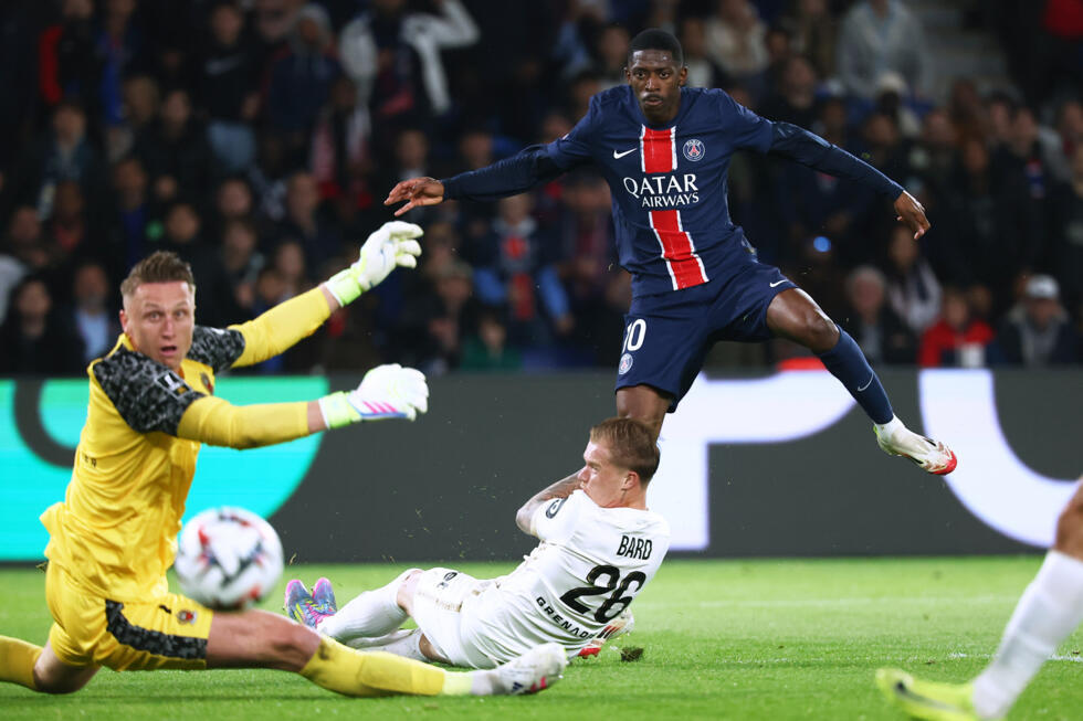 L'attaquant parisien Ousmane Dembele, face à l'OGC Nice, lors du match de Ligue 1 au Parc des Princes, le 25 avril 2025