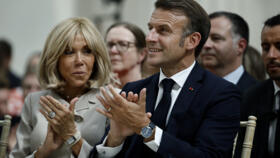 France's President Emmanuel Macron and his wife Brigitte Macron photographed at The British Museum in London, on July 9, 2025.
