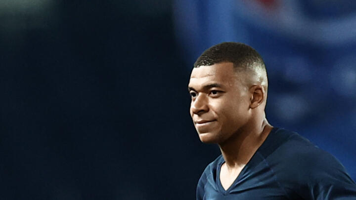 Paris Saint-Germain's French forward Kylian Mbappe is seen at the end of the French L1 football match between Paris Saint-Germain (PSG) and Ajaccio at the Parc des Princes in Paris, on May 13, 2023.