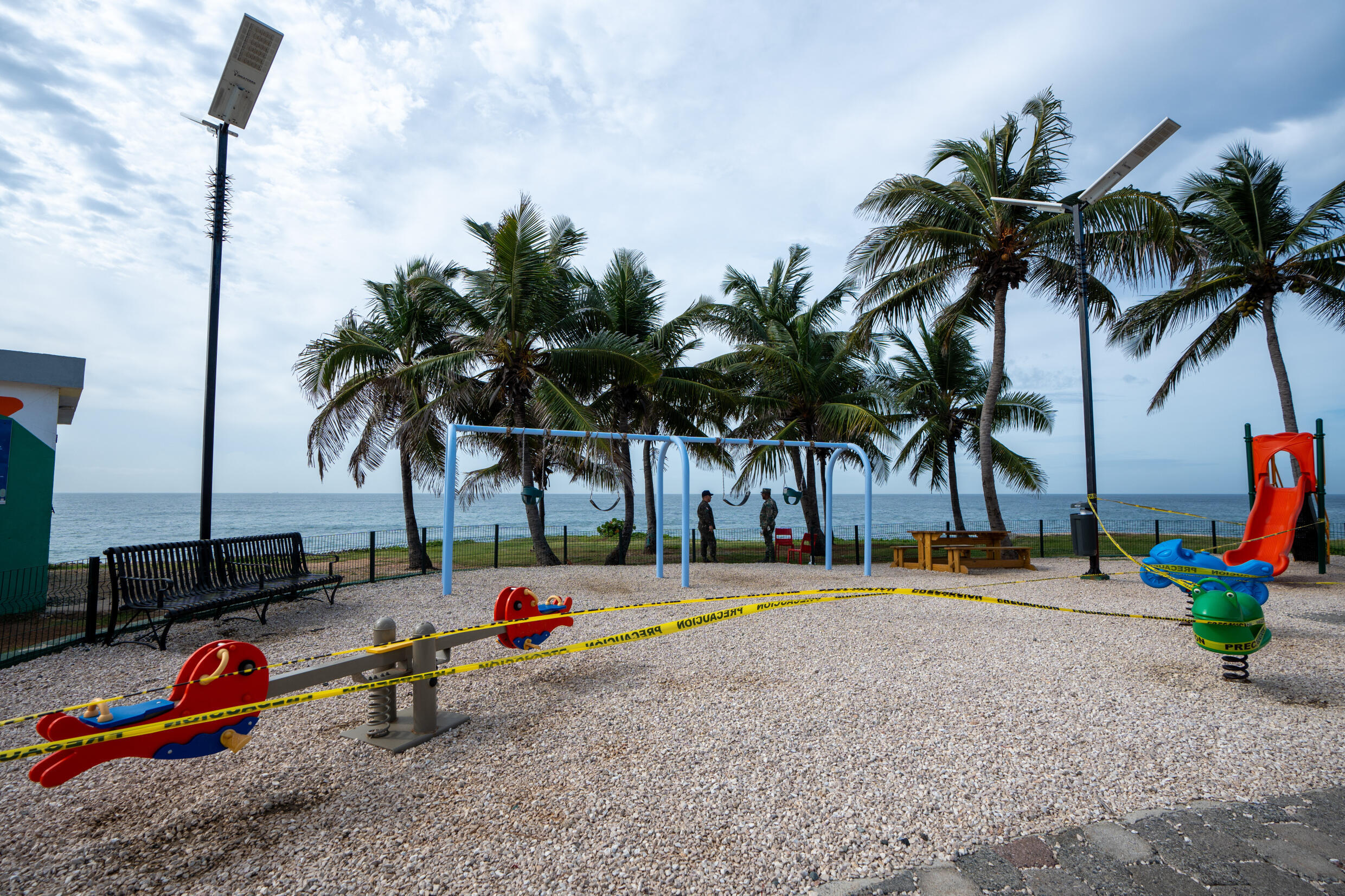 Un parc fermé en raison de l'ouragan Béryl à Saint-Domingue, le 2 juillet 2024
