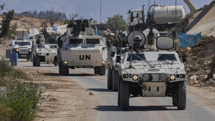 French UN peacekeepers patrol the Lebanese-Israeli border in the village of Houla, southern Lebanon, Wednesday, Aug. 20, 2025
