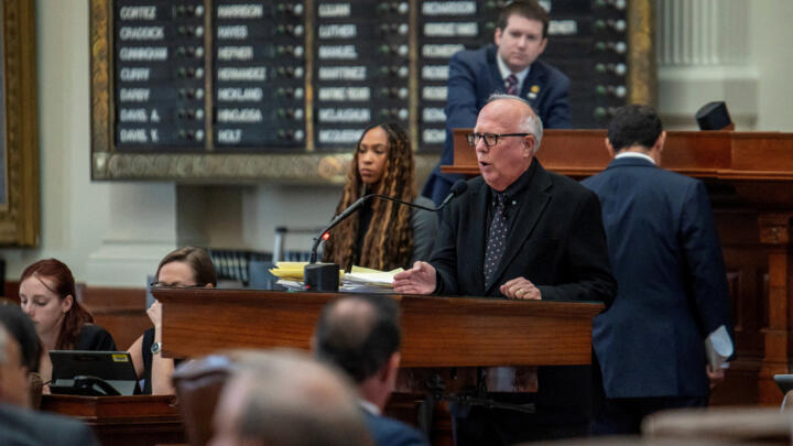 Republican Texas State Representative Todd Hunter speaks during a session in Austin, Texas, August 20, 2025