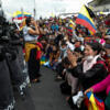 Los manifestantes participan en una protesta contra las medidas de austeridad del presidente de Ecuador, Lenín Moreno, en Quito, Ecuador, el 11 de octubre de 2019.
