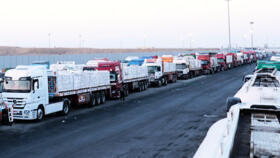 File photo: Trucks carrying humanitarian aid on the Egyptian side of the Rafah crossing pictured on October 20, 2025