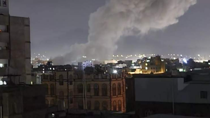Smoke above the Yemeni capital Sanaa.