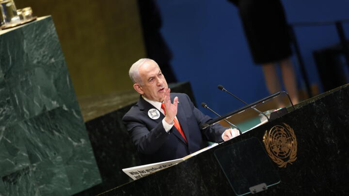 Israeli PM Benjamin Netanyahu addresses the UN General Assembly in New York on September 26, 2025.