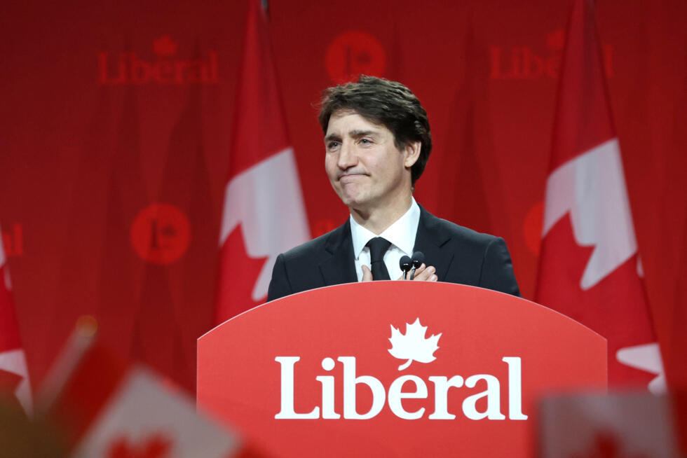 L'ancien Premier ministre canadien Justin Trudeau lors de son discours d'adieu devant les partisans libéraux, à Ottawa, le 9 mars 2025