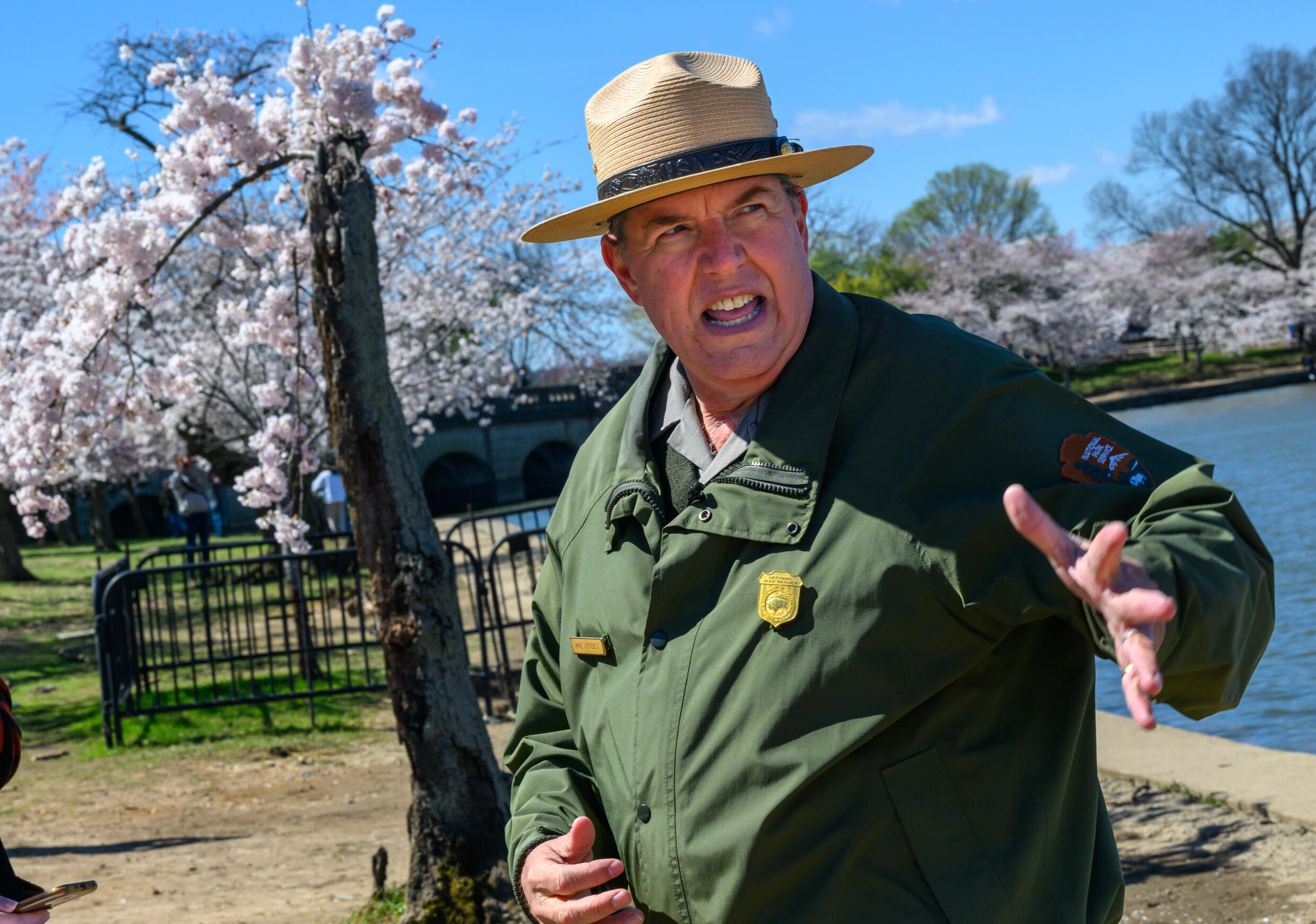 Mike Litterst, communications chief for the National Mall, says rising waters from the Tidal Basin are a serious menace for Washington's beloved cherry trees