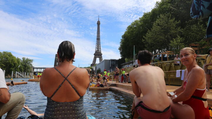 For the first time in a century, Parisians are swimming in the Seine at the Grenelle swimming site beneath the Eiffel Tower on July 5, 2025.