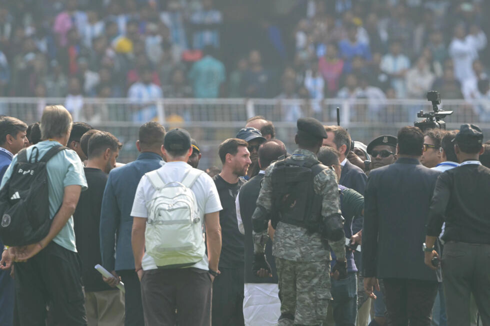 Fans complained they could barely see Messi, who was surrounded by officials and security