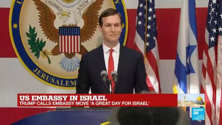 US embassy in Israel: US senior advisor Jared Kushner addresses the crowd