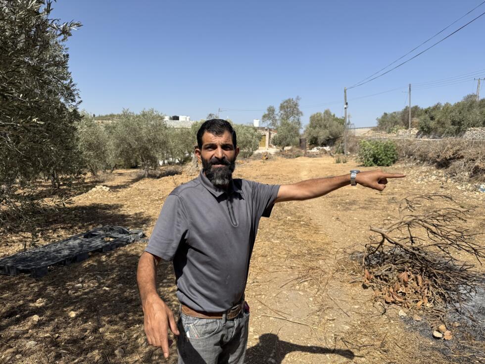 Aid Rajaa Ghafri from Sinjil says he no longer has access to his property after he was threatened by Israeli settlers and accused of planning an attack.