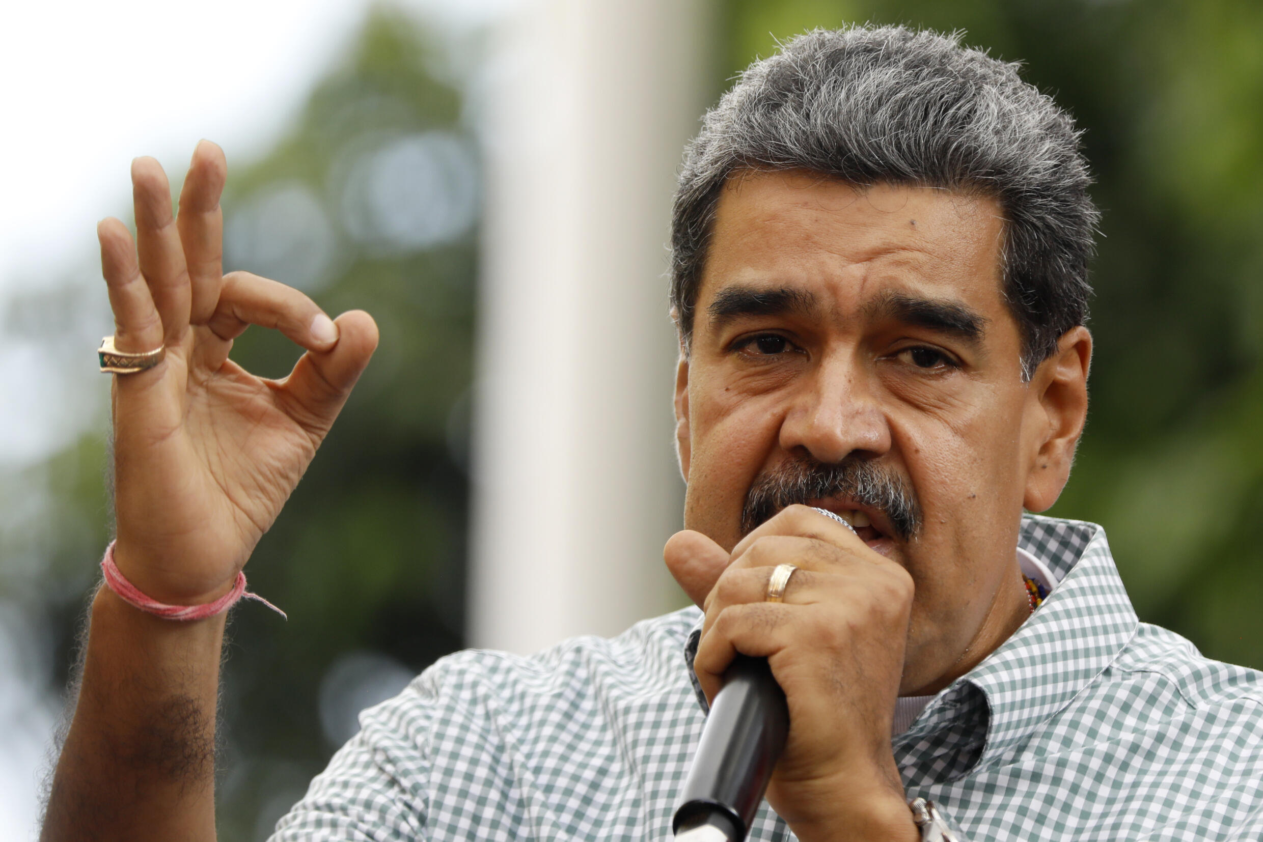 Le président vénézuélien Nicolas Maduro prononce un discours lors d'un rassemblement à Caracas, le 28 août 2024