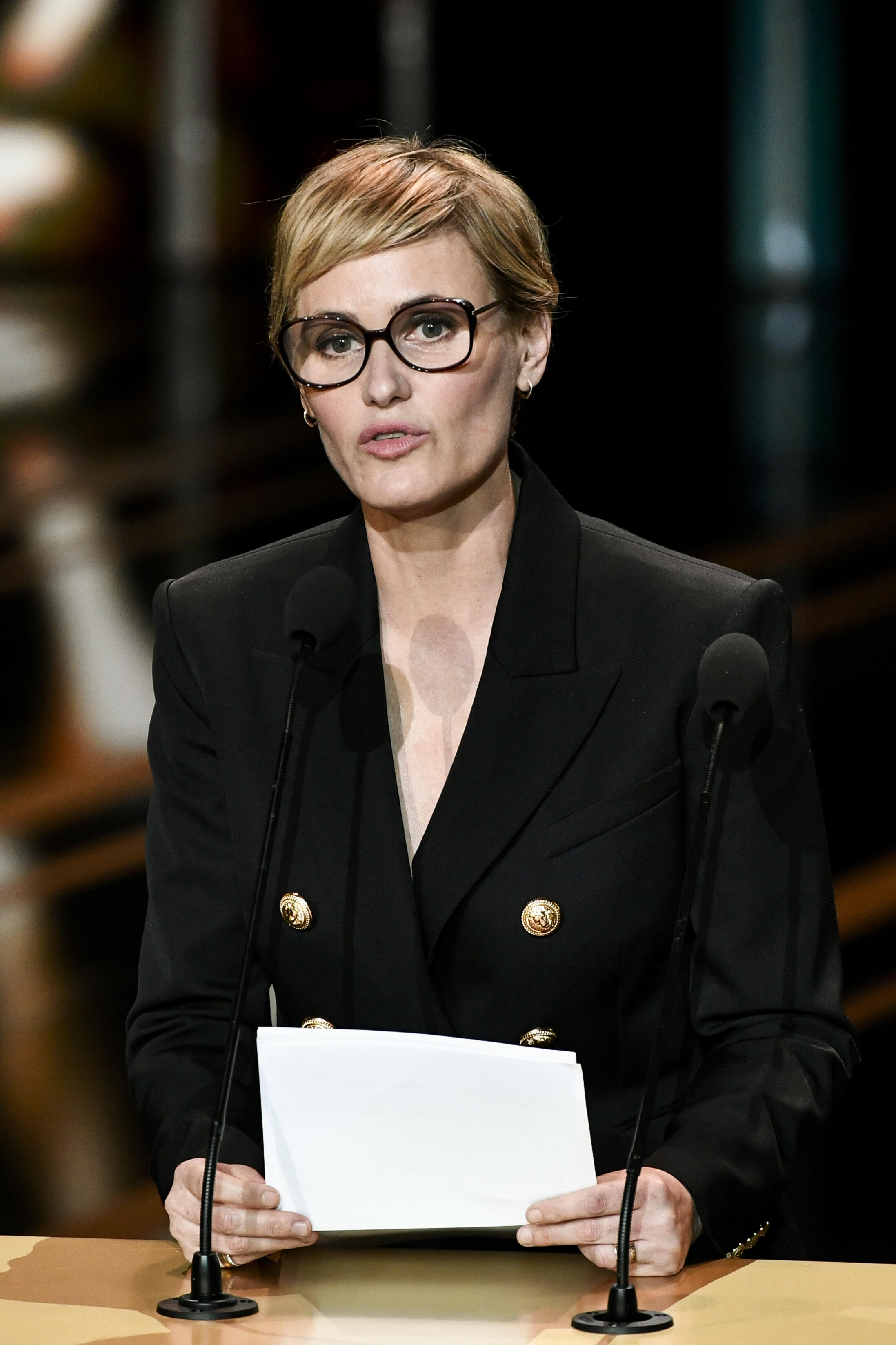 L'actrice Judith Godrèche à la cérémonie des César, le 23 février 2024 à Paris