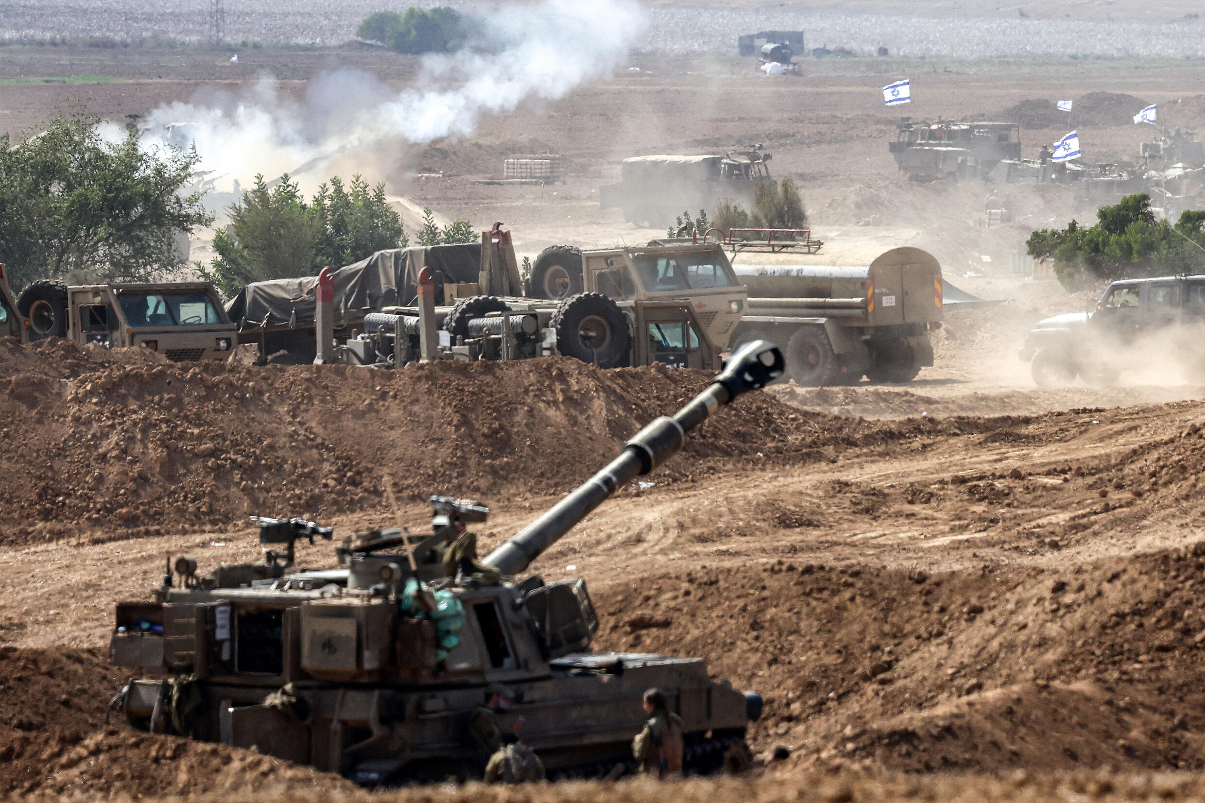 Thousands of people, both Israeli and Palestinians have died since October 7, 2023, after Palestinian Hamas militants entered Israel in a surprise attack leading Israel Israeli army M109 155mm self-propelled howitzers near the border with Gaza in southern Israel