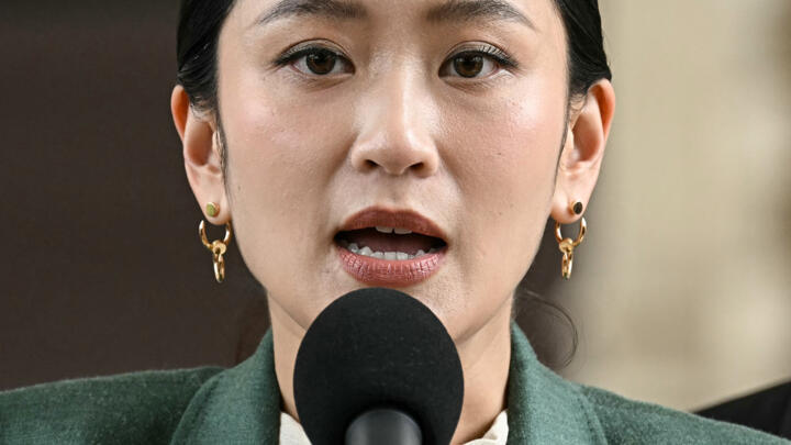 Thailand's Prime Minister Paetongtarn Shinawatra speaks during a press conference following her suspension by the country's Constitutional Court at Government House in Bangkok on July 1, 2025.