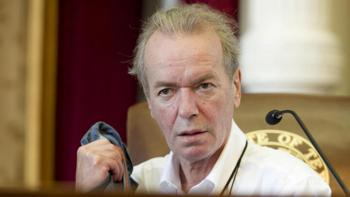 US-based British novelist Martin Amis prepares to give a speech at the Texas Book Festival at the Capitol in Austin, Texas, on October 25, 2014.