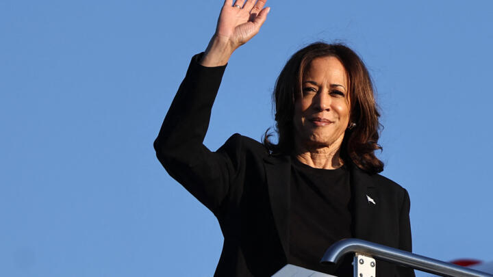 Democratic presidential nominee, Vice President Kamala Harris before boarding Air Force Two on October 5, 2024 in Charlotte, North Carolina.