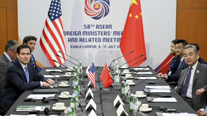 US Secretary of State Marco Rubio meets with China's Foreign Minister Wang Yi at an ASEAN meeting in Kuala Lumpur on July 11, 2025. 