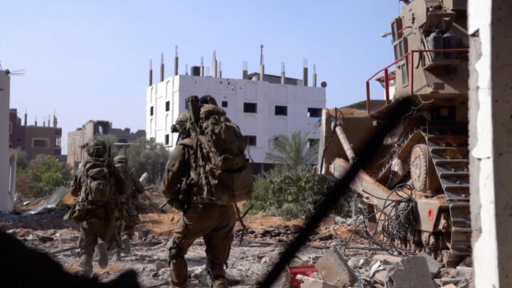 Israeli soldiers operate inside the Gaza Strip, amid the Israeli army's ongoing ground operation against the Palestinian Islamist group Hamas, on November 7, 2023. 