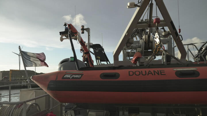 A file photo showing one of the vessels from the French Gendarmerie Nationale in the port of Boulogne-Sur-Mer, France, Tuesday, September 3, 2024.