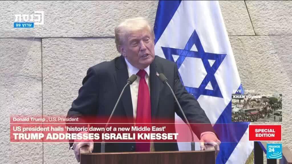 Donald Trump addresses the Israeli Knesset amid peace deal in the Middle East