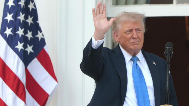 US President Donald Trump waves to guests from South Portico of the White House during an event on the South Lawn on June 04, 2025 in Washington, DC. 