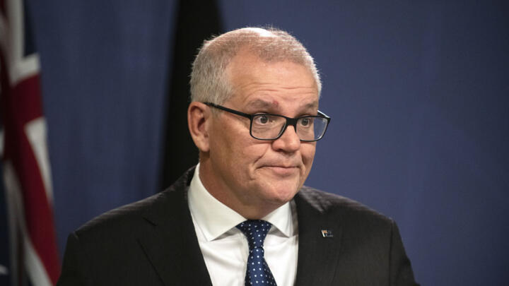 Ex-Australian Prime Minister Scott Morrison speaks during a news conference in Sydney, August 17, 2022.
