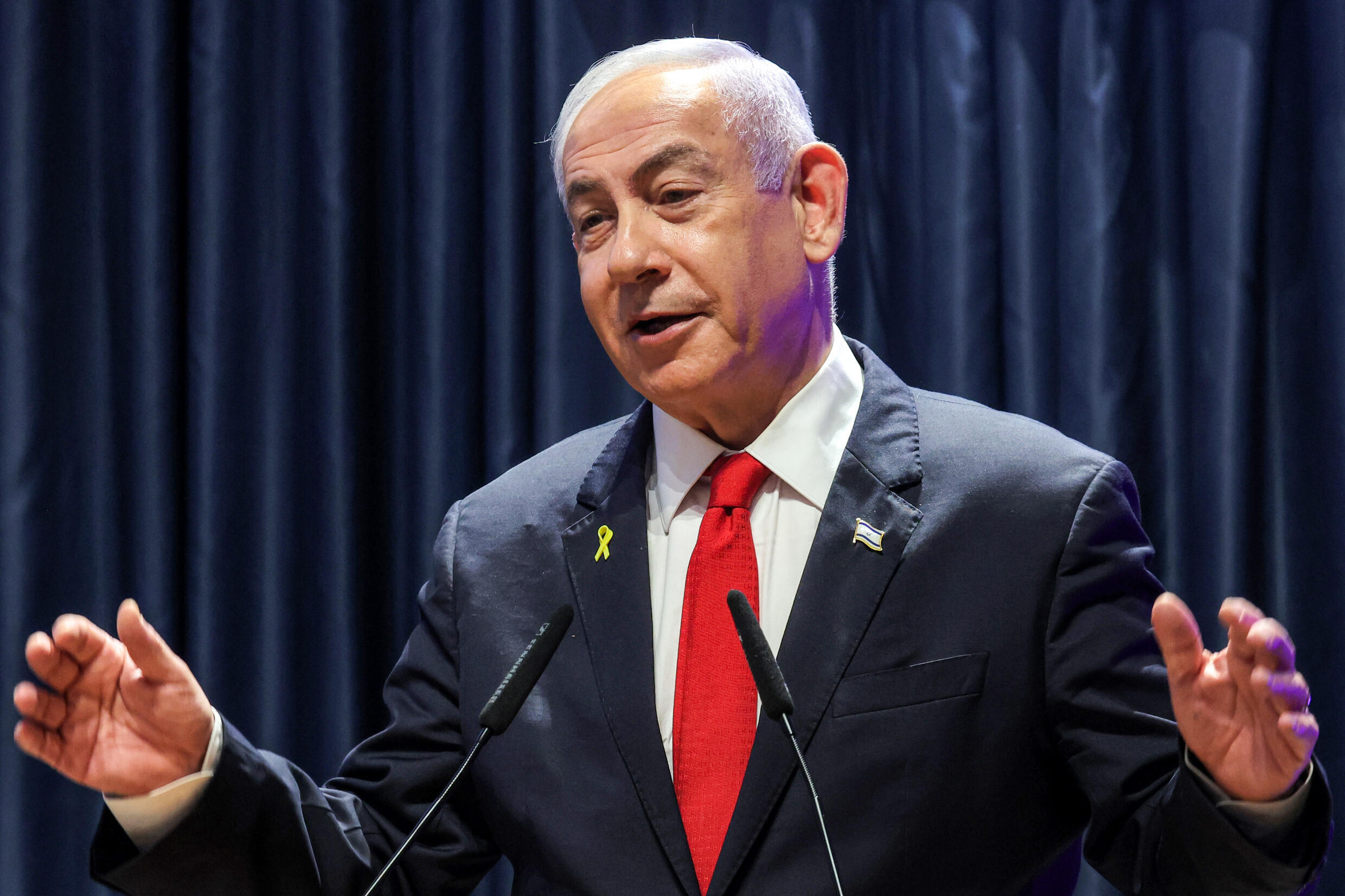 Le Premier ministre israélien Benjamin Netanyahu lors d'une cérémonie de réouverture de l'ambassade du Paraguay à Jérusalem, le 12 décembre 2024