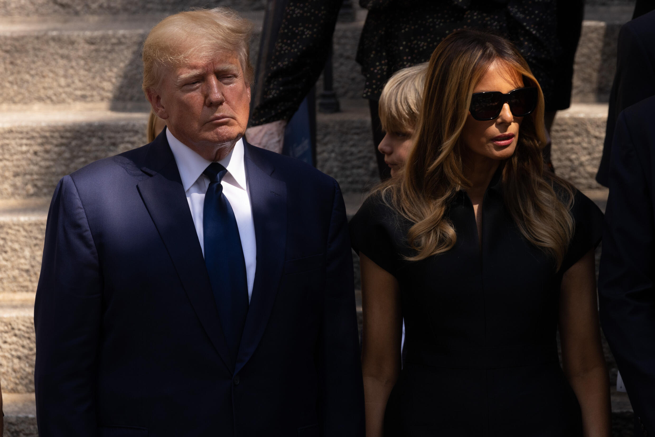 Donald and Melania Trump, pictured after the New York funeral service for the former president's first wife Ivana Trump