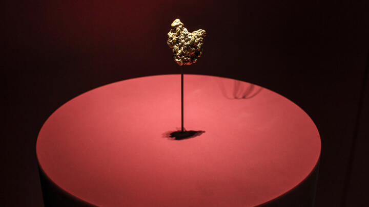 A gold nugget on display at Paris' Natural History Museum in 2020.