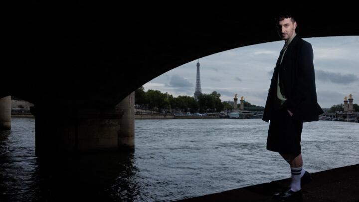 Thomas Jolly, the artistic director for the opening and closing ceremonies of the Paris 2024 Olympic and Paralympic Games, poses near the River Seine in Paris on July 2, 2024.