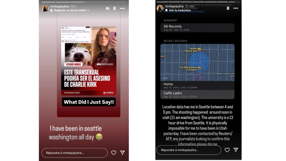 Stories published by the @mmkaylaultra Instagram account on September 11, 2025.