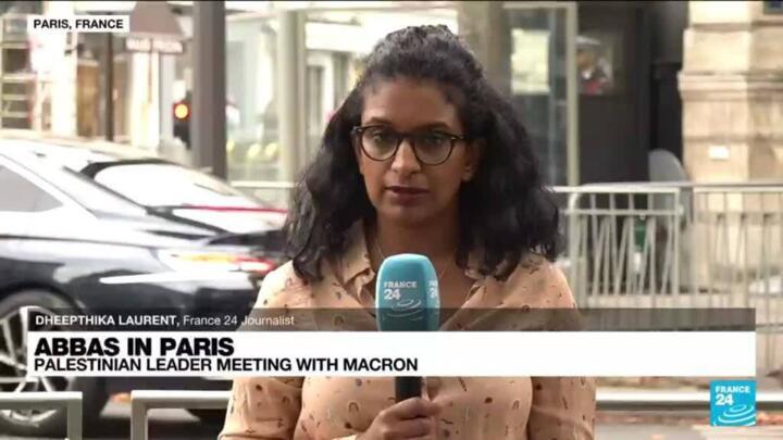 Macron, Palestinian President Mahmoud Abbas meet at Elysee Palace