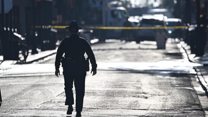 A police officer patrols the French Quarter in New Orleans on January 2, 2025.