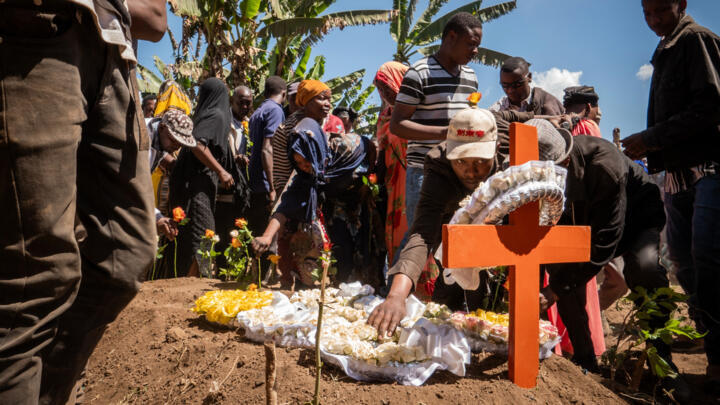 File photo of mourners at the funeral of a victim of post-electoral violence in Arusha, Tanzania, taken November 4, 2025.
