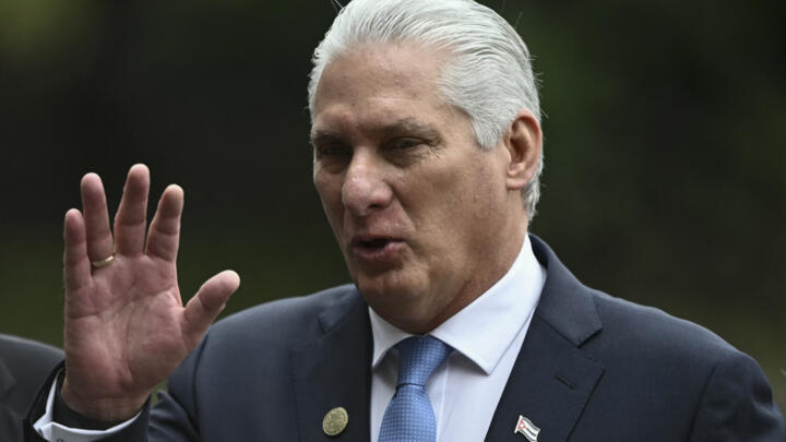 Cuba's President Miguel Diaz-Canel arrives at the inauguration ceremony of Mexico's President-elect Claudia Sheinbaum at the Congress of the Union in Mexico City on October 1, 2024. 