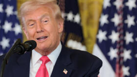 US President Donald Trump speaks on the day he is set to sign an executive order on "Fostering the Future" in the East Room of the White House, in Washington, D.C., US, November 13, 2025.