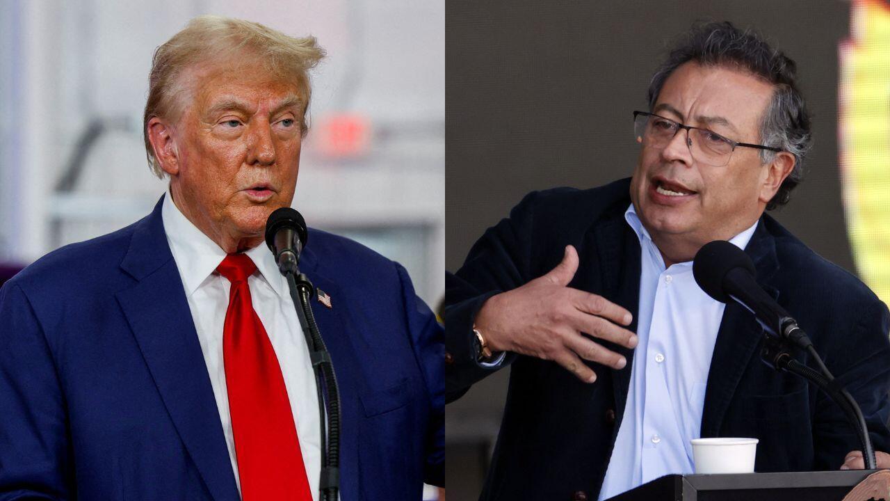 En la imagen aparecen Donald Trump, presidente de Estados Unidos (Izq.) y Gustavo Petro, presidente de Colombia (Der.)